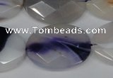 CAG1258 15.5 inches 20*30mm faceted oval line agate gemstone beads