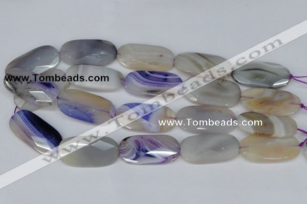 CAG1260 15.5 inches 20*40mm faceted oval line agate gemstone beads