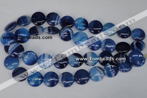 CAG1278 15.5 inches 20mm flat round line agate gemstone beads