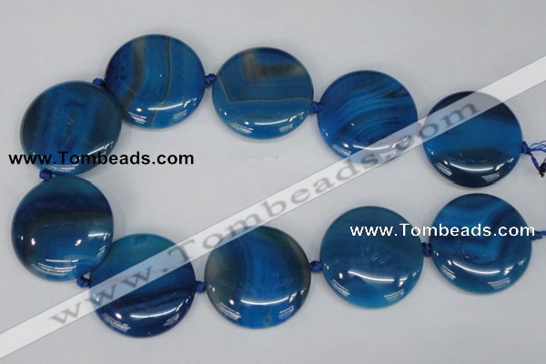 CAG1290 15.5 inches 35mm flat round line agate gemstone beads