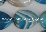 CAG1296 15.5 inches 22*30mm flat teardrop line agate gemstone beads