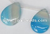 CAG1300 Top-drilled 22*30mm flat teardrop line agate gemstone beads