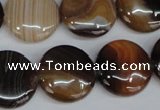 CAG1308 15.5 inches 20mm flat round line agate gemstone beads