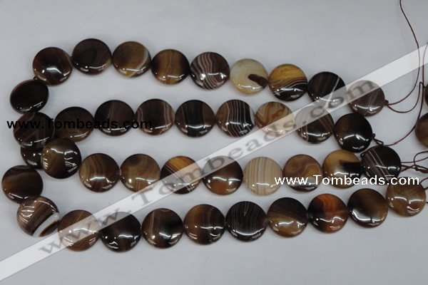 CAG1308 15.5 inches 20mm flat round line agate gemstone beads