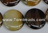 CAG1309 15.5 inches 25mm flat round line agate gemstone beads