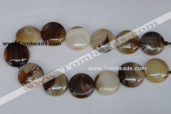 CAG1310 15.5 inches 30mm flat round line agate gemstone beads