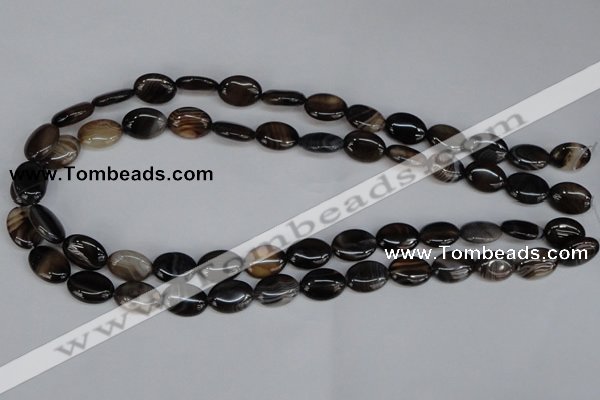 CAG1312 15.5 inches 10*14mm oval line agate gemstone beads