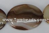 CAG1319 15.5 inches 30*40mm oval line agate gemstone beads