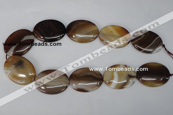 CAG1319 15.5 inches 30*40mm oval line agate gemstone beads