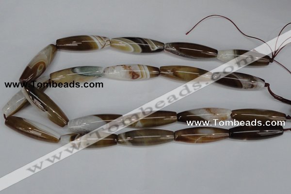 CAG1335 15.5 inches 12*40mm rice line agate gemstone beads