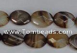 CAG1348 15.5 inches 12*16mm faceted oval line agate gemstone beads