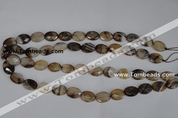 CAG1348 15.5 inches 12*16mm faceted oval line agate gemstone beads