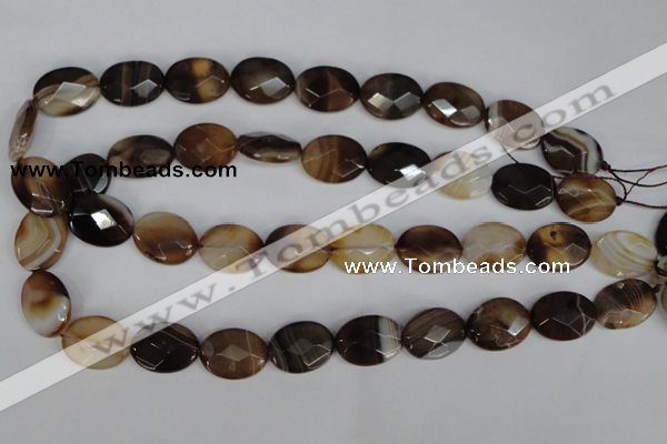 CAG1349 15.5 inches 15*20mm faceted oval line agate gemstone beads