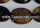 CAG1351 15.5 inches 22*30mm faceted oval line agate gemstone beads