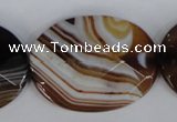 CAG1352 15.5 inches 30*40mm faceted oval line agate gemstone beads