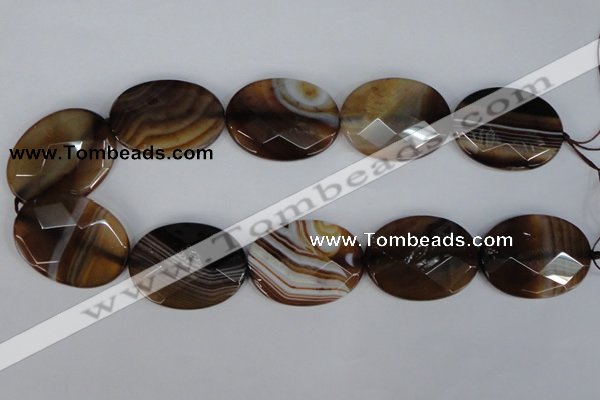 CAG1352 15.5 inches 30*40mm faceted oval line agate gemstone beads