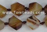 CAG1357 15.5 inches 16*18mm faceted nuggets line agate gemstone beads