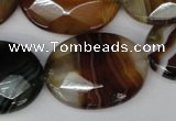CAG1368 15.5 inches 22*30mm faceted oval line agate gemstone beads