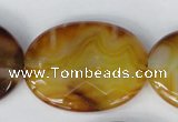 CAG1370 15.5 inches 30*40mm faceted oval line agate gemstone beads