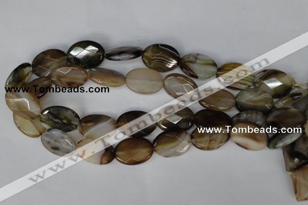 CAG1385 15.5 inches 18*25mm faceted oval line agate gemstone beads