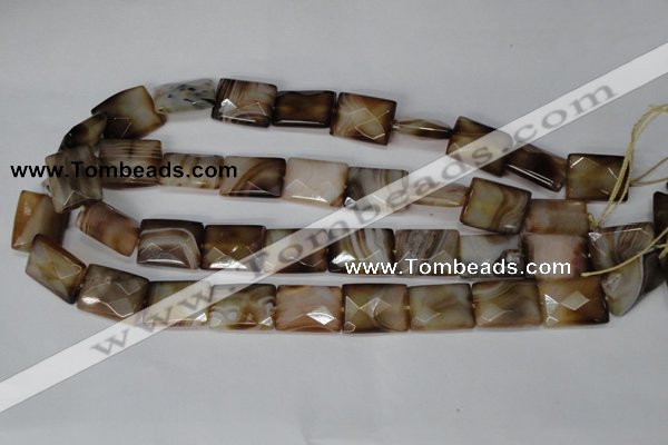 CAG1390 15.5 inches 15*20mm faceted rectangle line agate gemstone beads