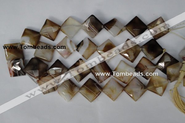 CAG1395 15.5 inches 20*20mm faceted diamond line agate gemstone beads