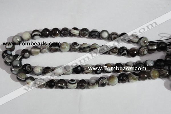 CAG1405 15.5 inches 12mm faceted round line agate gemstone beads