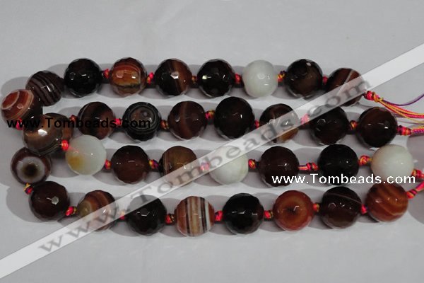 CAG1418 15.5 inches 20mm faceted round line agate gemstone beads