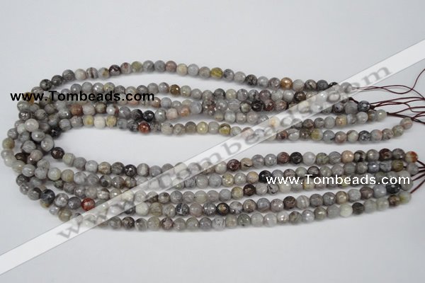 CAG1421 15.5 inches 6mm faceted round silver needle agate beads