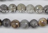 CAG1423 15.5 inches 10mm faceted round silver needle agate beads