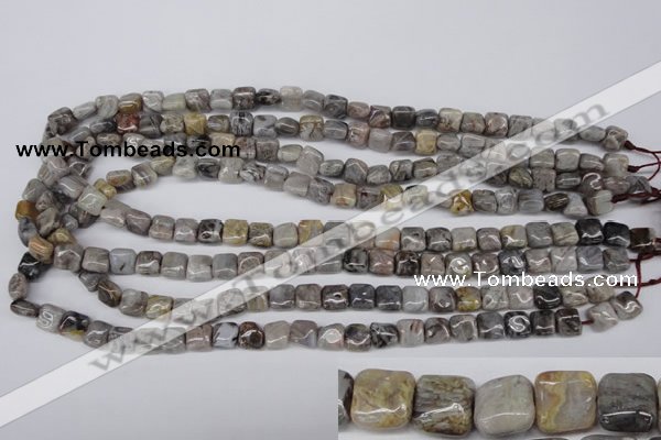 CAG1430 15.5 inches 8*8mm square silver needle agate beads