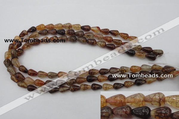 CAG1445 15.5 inches 8*12mm teardrop dragon veins agate beads