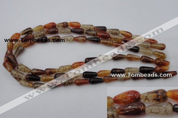 CAG1446 15.5 inches 8*16mm teardrop dragon veins agate beads