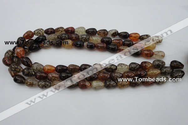 CAG1447 15.5 inches 10*14mm teardrop dragon veins agate beads