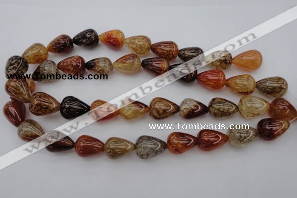 CAG1450 15.5 inches 15*20mm teardrop dragon veins agate beads