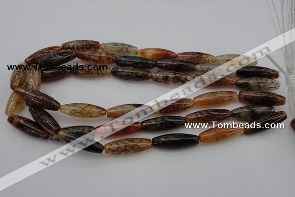 CAG1454 15.5 inches 10*30mm rice dragon veins agate beads