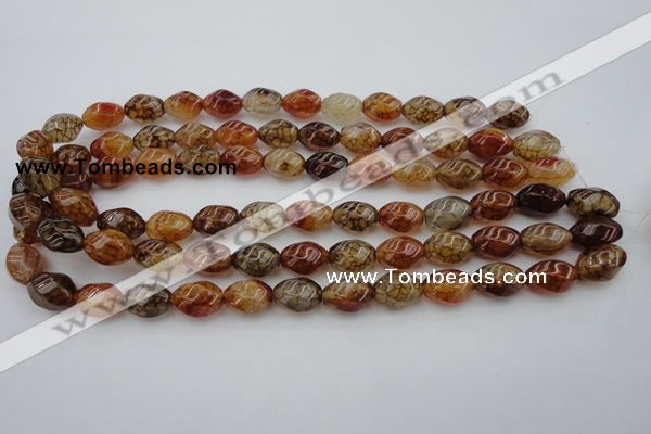 CAG1455 15.5 inches 10*15mm twisted rice dragon veins agate beads