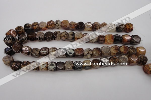 CAG1458 15.5 inches 12*13mm faceted nuggets dragon veins agate beads