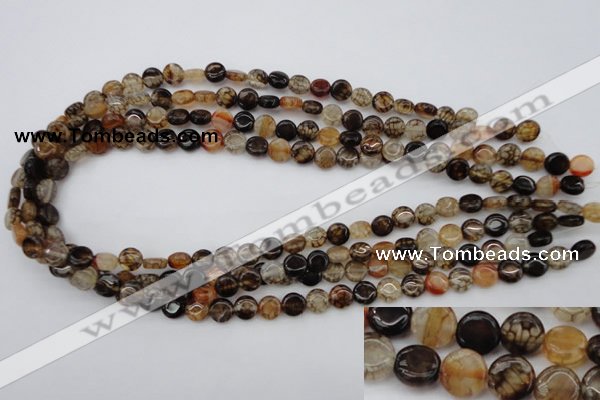 CAG1460 15.5 inches 8mm flat round dragon veins agate beads