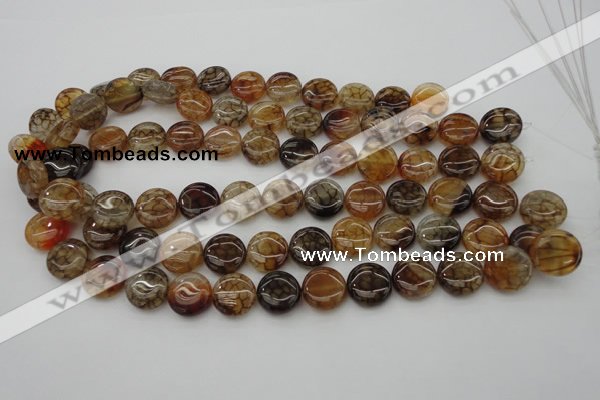 CAG1461 15.5 inches 15mm flat round dragon veins agate beads