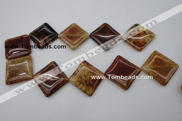 CAG1488 15.5 inches 30*30mm diamond dragon veins agate beads