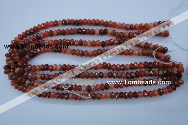 CAG1491 15.5 inches 5*8mm faceted rondelle natural fire agate beads