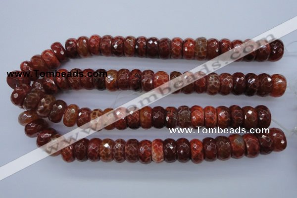 CAG1494 15.5 inches 9*18mm faceted rondelle natural fire agate beads