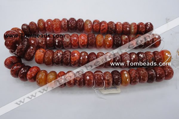 CAG1495 15.5 inches 10*20mm faceted rondelle natural fire agate beads