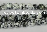 CAG1507 15.5 inches 8mm faceted round fire crackle agate beads