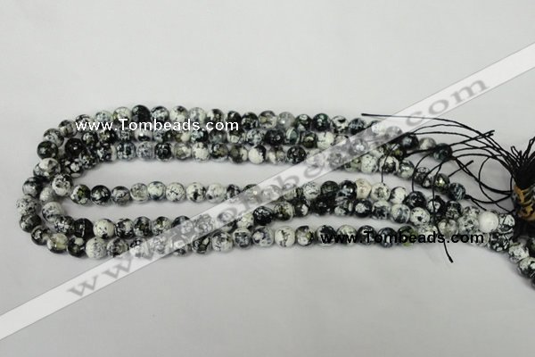 CAG1507 15.5 inches 8mm faceted round fire crackle agate beads