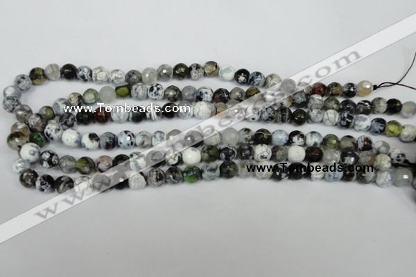 CAG1508 15.5 inches 8mm faceted round fire crackle agate beads