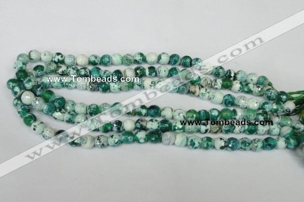 CAG1510 15.5 inches 8mm faceted round fire crackle agate beads