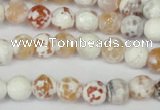 CAG1511 15.5 inches 8mm faceted round fire crackle agate beads