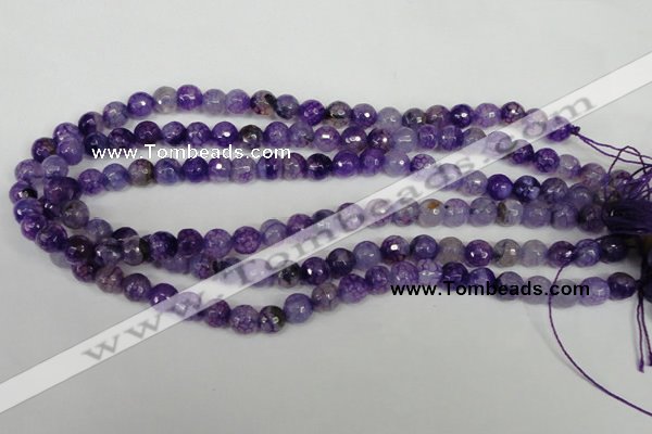 CAG1512 15.5 inches 8mm faceted round fire crackle agate beads